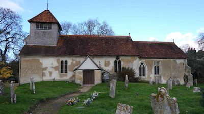 Exterior view of St Andrew's Church, Mottisfont