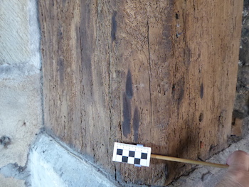 Taper burns on south tower timbers